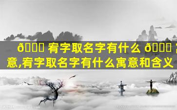 🐎 宥字取名字有什么 🐝 寓意,宥字取名字有什么寓意和含义